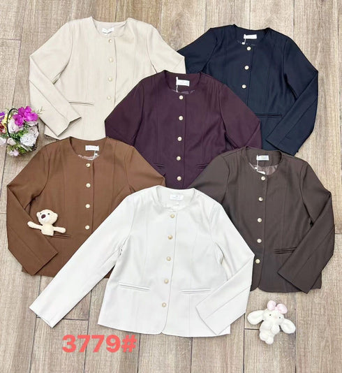 Button Down Round Neckline Blazer